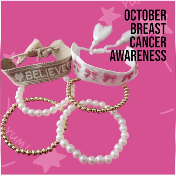 Breast Cancer Awareness 🎀 Set of 6 Bracelets NEW IN PACKAGE - Picture 1 of 8